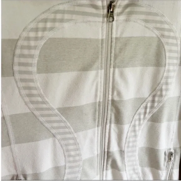 Lululemon Stride jacket white silver spoon wide multi stripe zip up - Picture 4 of 9